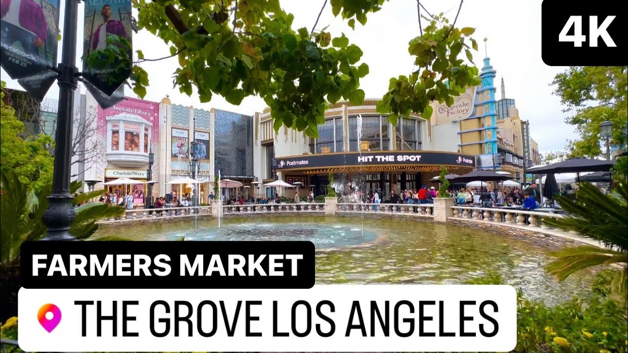 Visiting The Grove and Farmers Market in Los Angeles. Water fountain ...