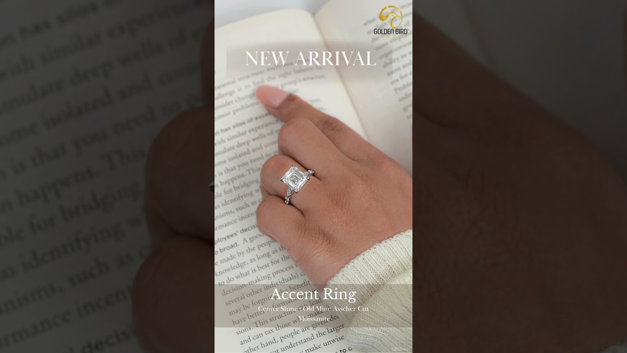 Old Mine Asscher Cut Moissanite Accent Ring 💍 