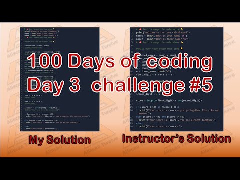#100DaysOfCoding - Love Calculator - Python Code - Day 3 Challenge #5