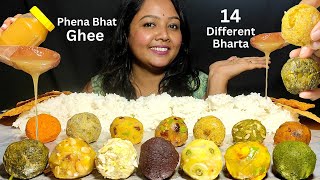 14 Different types of Bharta Eating ASMR | PP Eats Phena Bhat with Ghee & Bharta