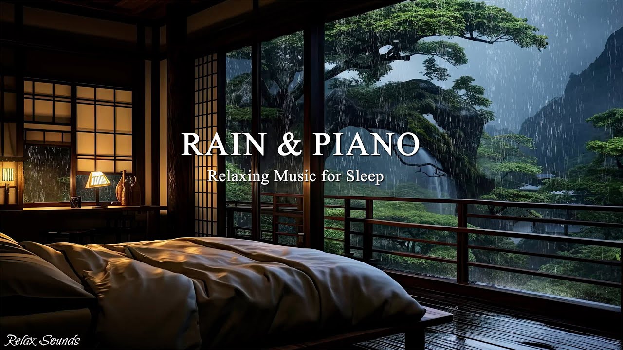 FALL INTO SLEEP INSTANTLY | Gentle Piano & Soft Rain in the Warm Room ...