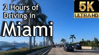 【5K】2 Hours of Driving in Miami Florida