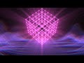 Retro Synthwave 3D Laser Wireframe Cube Rotating Over 80s Neon Grid 4K VJ Loop Motion Background