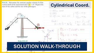 Cylindrical Coordinates | Dynamics Hibbeler F13-13 | Step-by-Step Solution