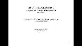 Sensitivity and Variation Analysis (Theoretical Lecture)