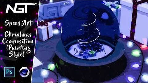 Christmas Composition In C4D & Photoshop (Painting Style) (NGT)