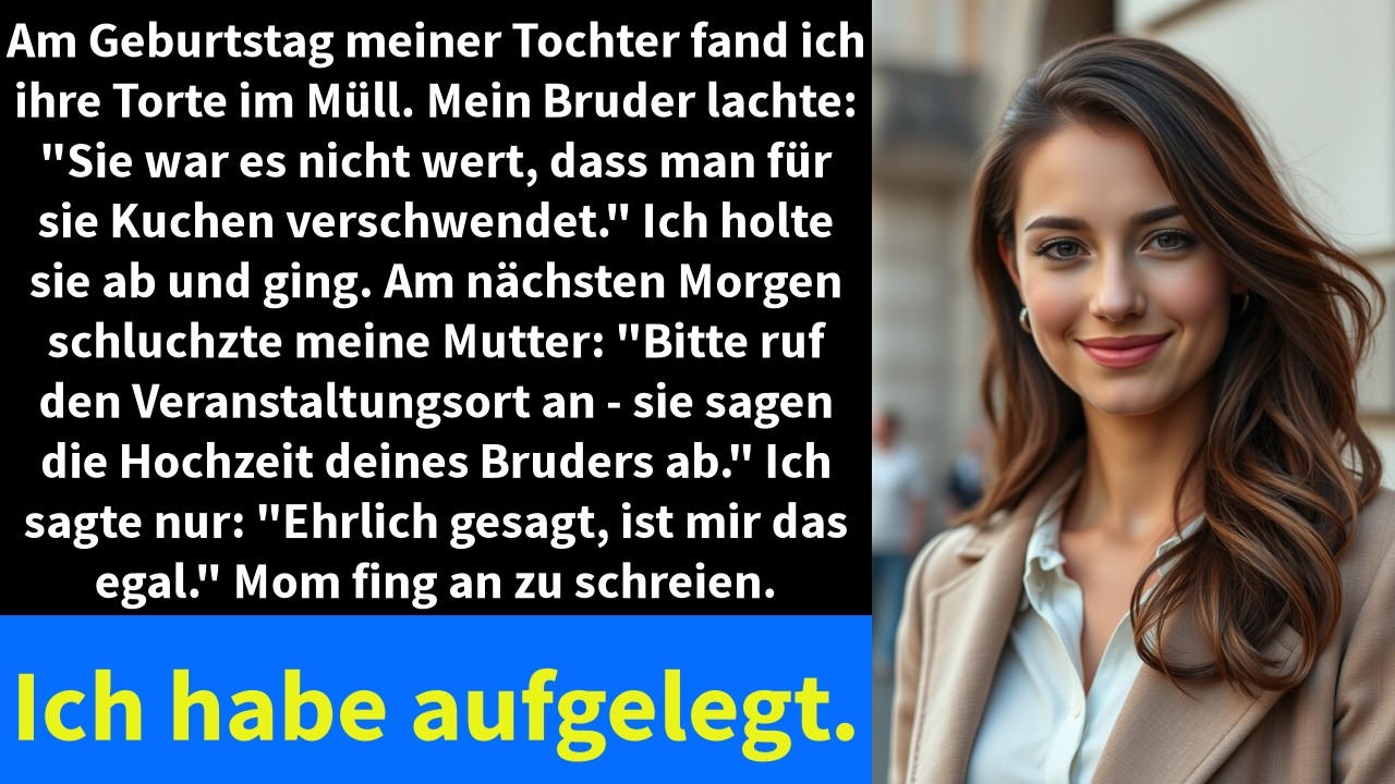 Am Geburtstag meiner Tochter fand ich ihre Torte im Müll. Mein Bruder lachte: "Sie war es nicht wert