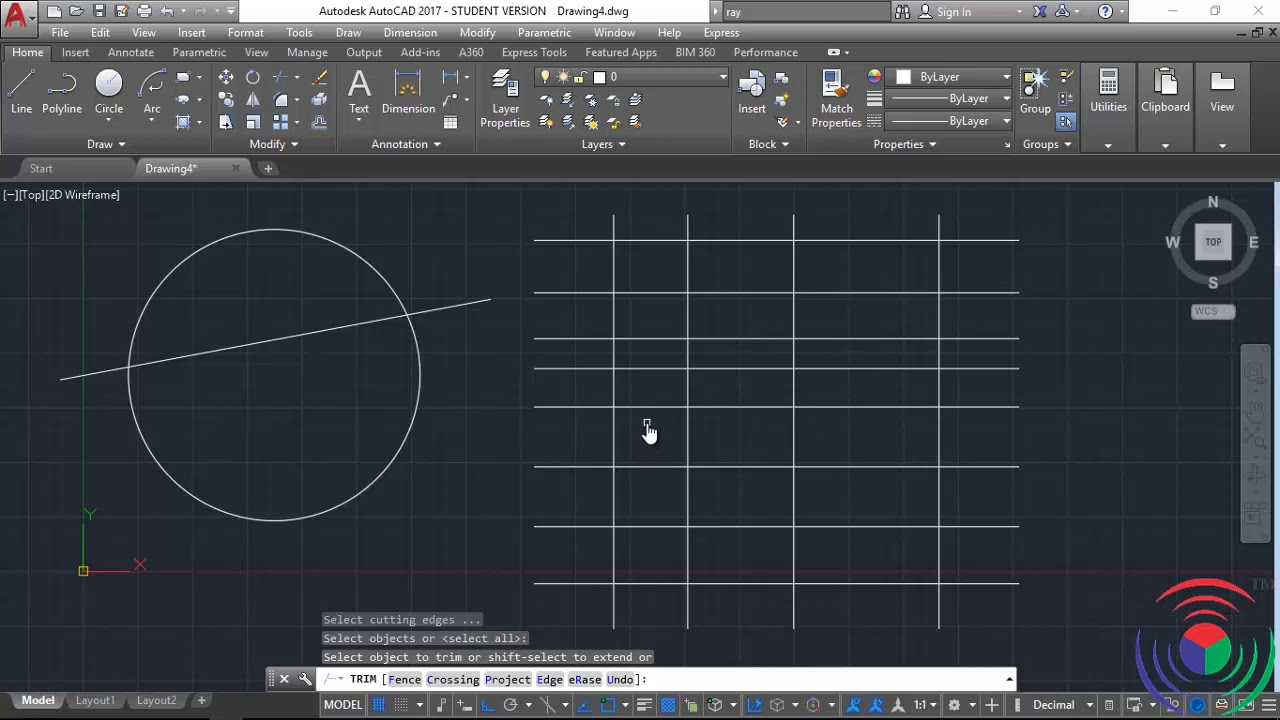 Autodesk AutoCAD How to use Trim Command in Autodesk AutoCAD YouTube