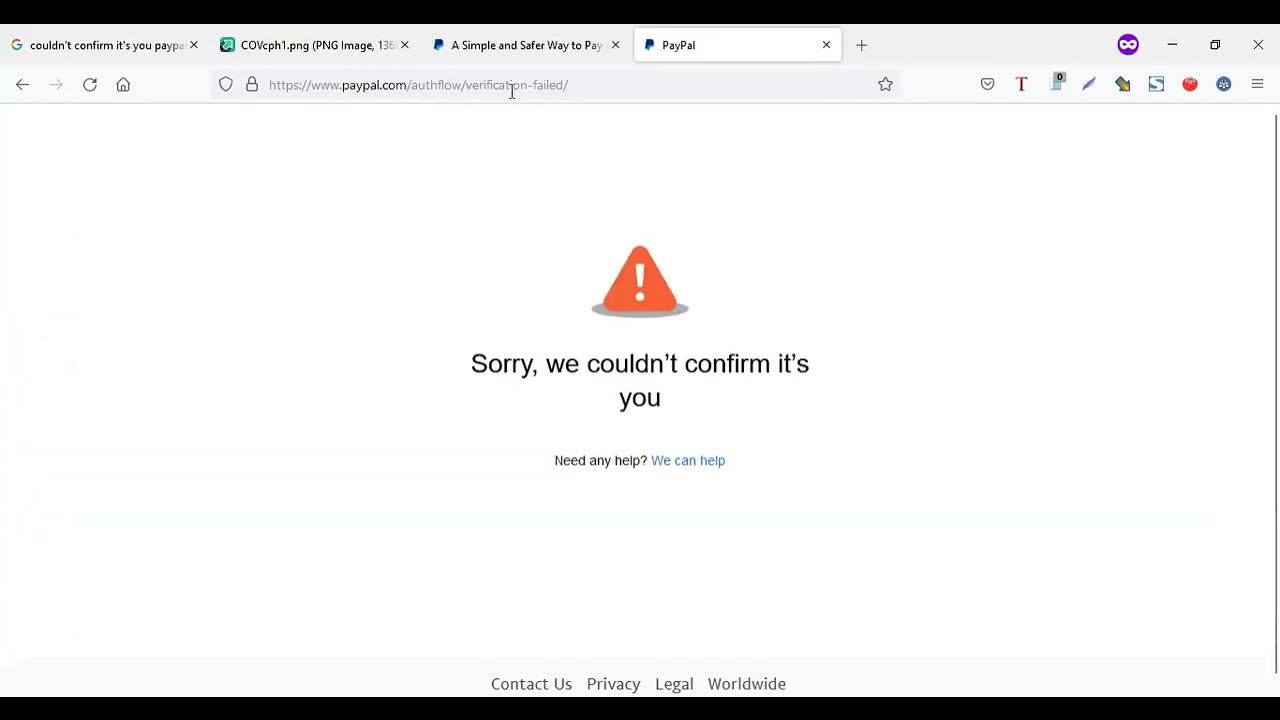 Sorry We Can't Confirm It's You Paypal Sorry we couldn't confirm it's you PayPal solution & What Causes it