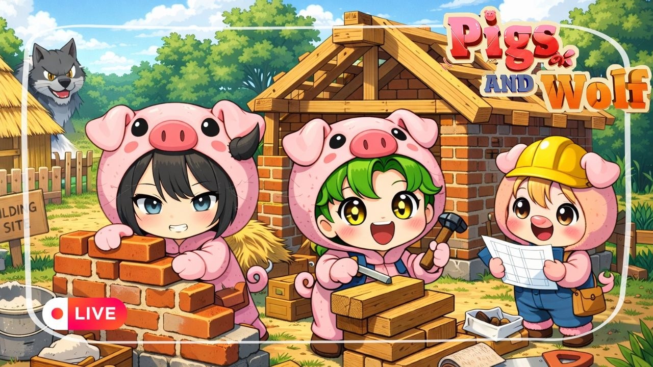 ลูกหมู3-1สร้างบ้าน | Pigs and Wolf | #shortsfeed #live @mzkan9252
