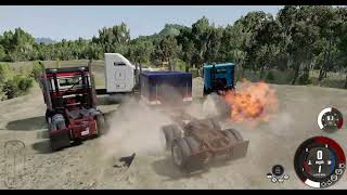 Demolition derby races with semi trucks in Beamng drive