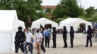 Refugees fight in Dresden, Germany