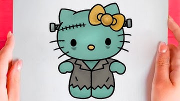 How to draw Hello kitty - sanrio characters - halloween stuff