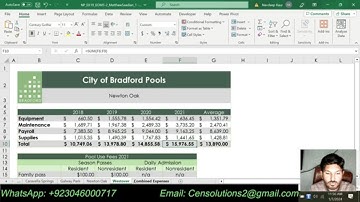 Excel Module 5 SAM End of Module Project 2 | NP_EX19_EOM5-2 | City of Bradford Pools