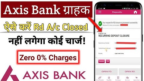 How To Closed RD account | Axis Bank | Before Time with 0% Zero Charge ||