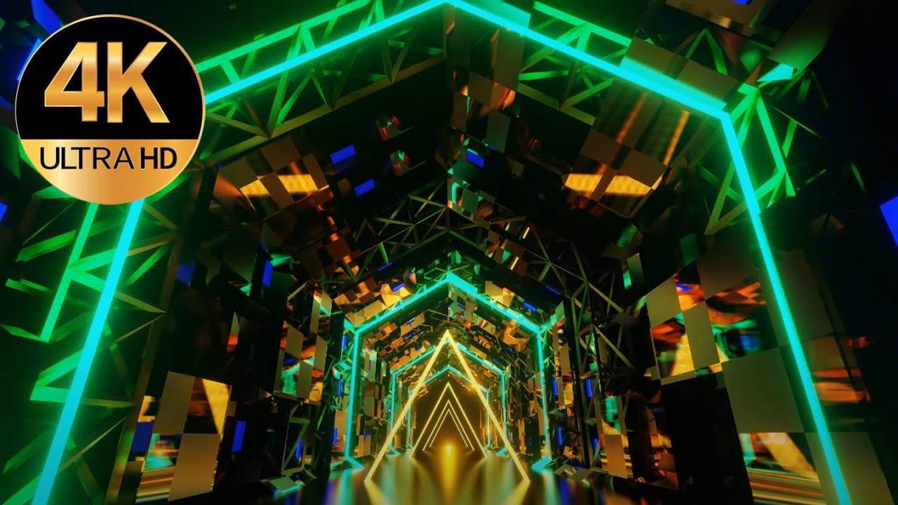 5 Hour 4k TV Flashing metallic Multi color Neon Disco light Tunnel Relax Abstract background video