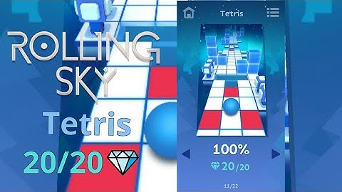 Rolling Sky - Level 8 - Tetris - 100% Complete, All Gems ! ( Android )