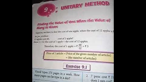 Class 4: Maths Unit 9 (Unitary Method) Exercise 9.1