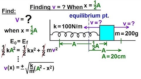 Physics 16  Simple Harmonic Motion (11 of 19) v(x)=? When x=(1/2)A