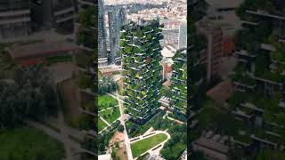 Aerial of Vertical Forest in Milan - the residential buildings with thousands of plants and trees screenshot 5