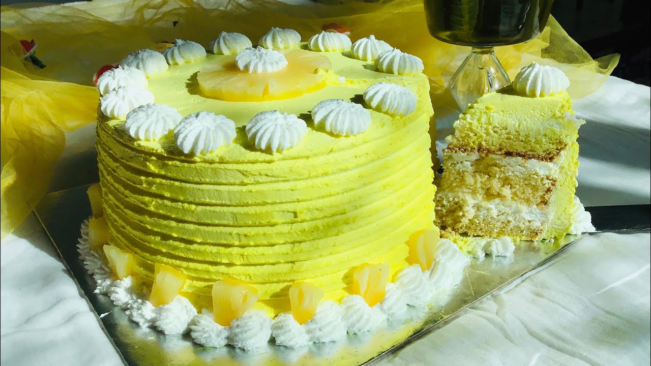 Yummy and simple pineapple cake vanilla cake recipe14 YouTube