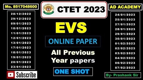क्लास-09 | जुलाई CTET 2023 | ONLINE PAPER SOLUTION | EVS CTET Question 2022-23 | BY- PRASHANK SIR |