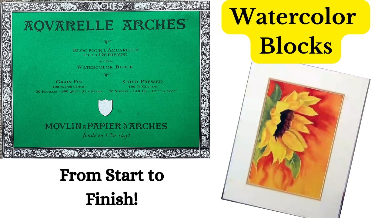 Watercolor Blocks from Start to Finish - How to Use a Watercolor Block and  Mat a Watercolor Painting 