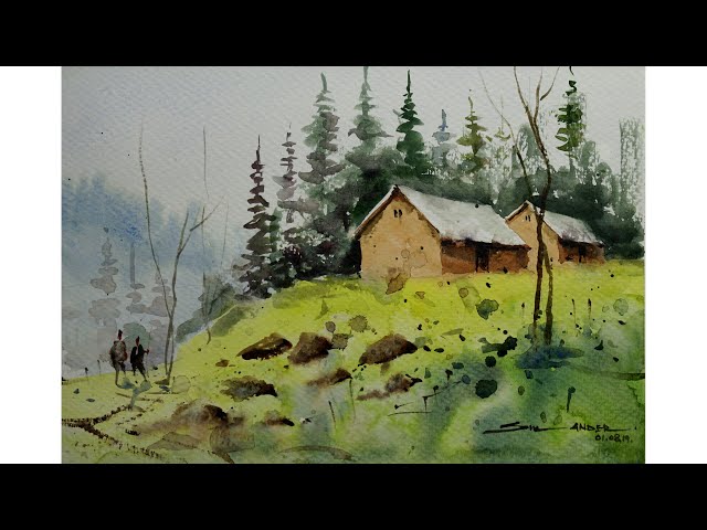 sikander singh, Online Watercolor class demo, Size 14x21 inch #watercolor  #painting #landscape #artforsale #artculture