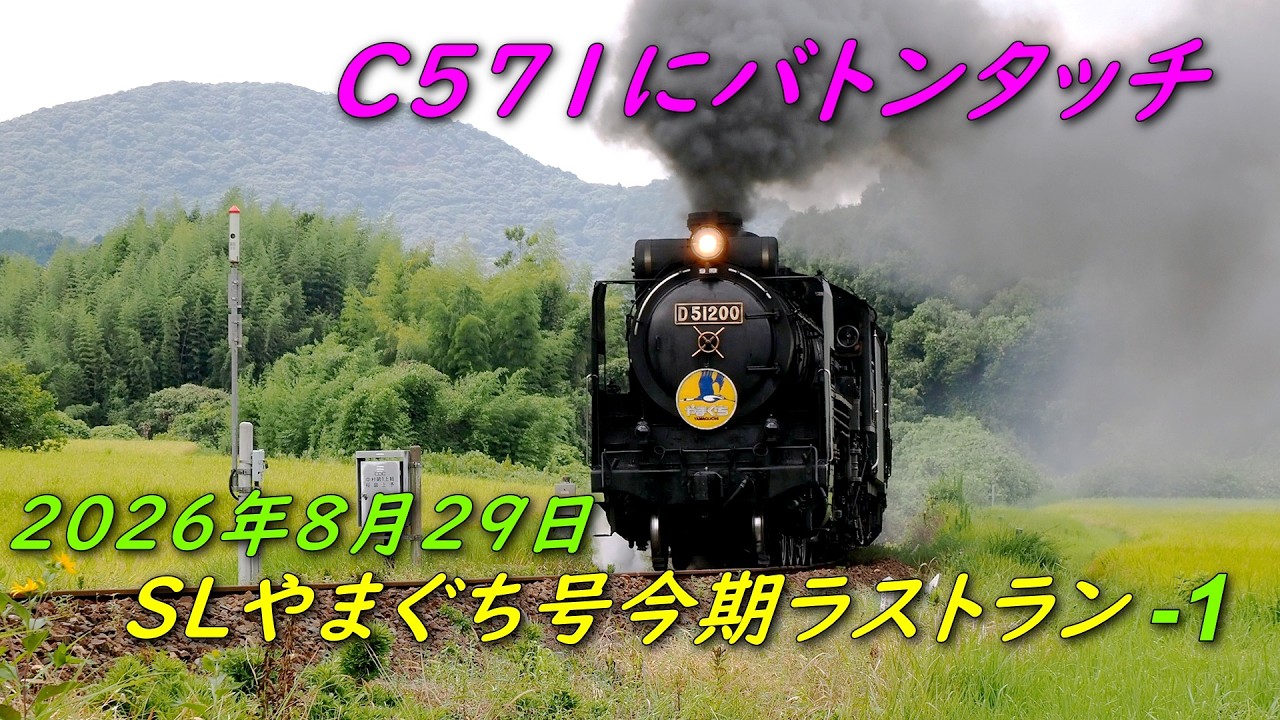 SLやまぐち号 D51200ラストラン C571へバトンタッチ2026年8月29日 4K