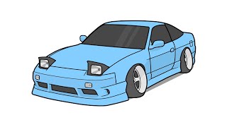 How to draw a NISSAN 240SX 1990 / drawing nissan 180sx 1989 car