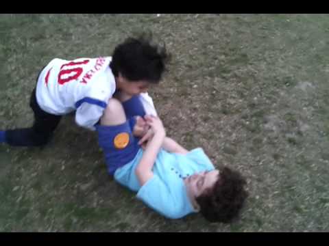 funny wrestling ,,,, 2 boys fighting :D