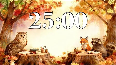 25 Minute Fall Focus Timer 🍁 Cozy Woodland Classroom November Ambience & Peaceful Acoustic Music