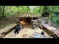 Solo Survival Camping; CATCH and COOK, Primitive Fishing. Bushcraft Best Shelter