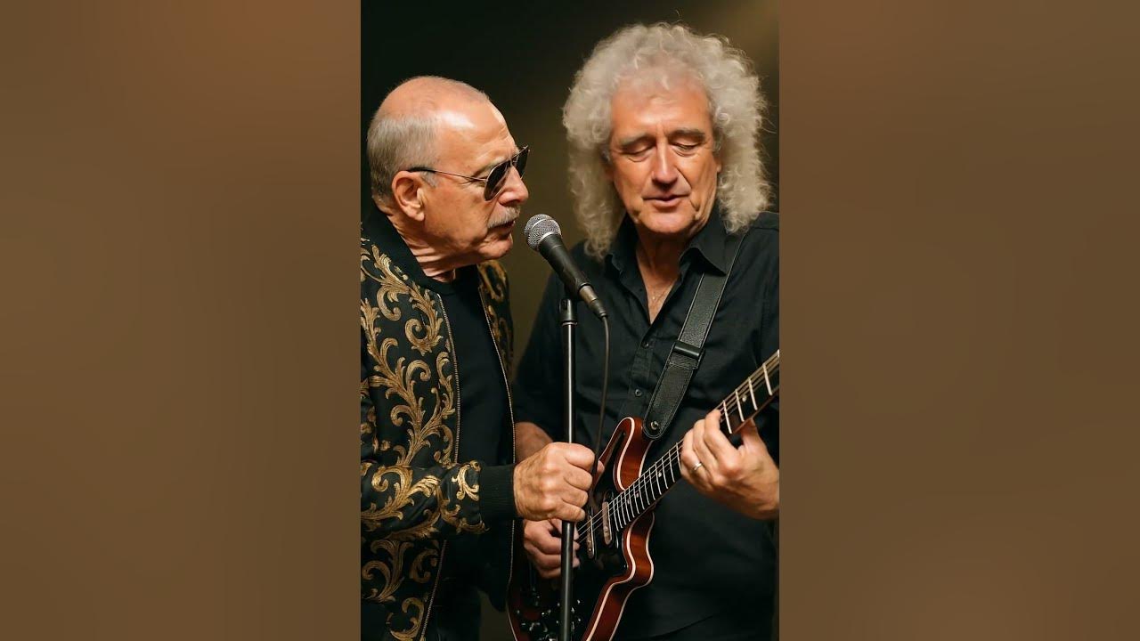 Freddie and Brian, An AI visionary ❤️❤️❤️ #queen #freddiemercury #anotheronebitesthedust #tribute