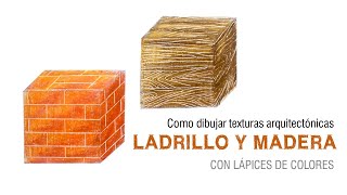 Como dibujar TEXTURA ladrillo y madera con lapices de colores.