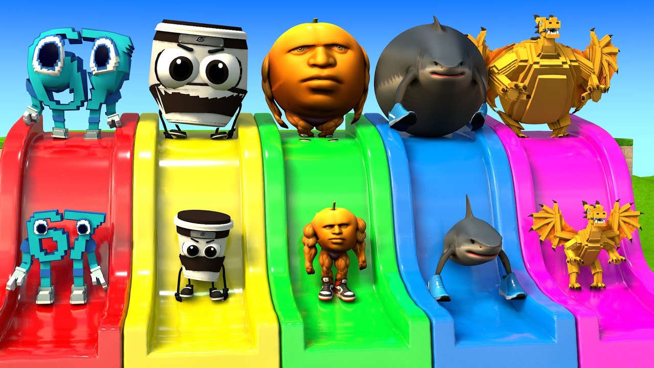 Long Slide Game With Cow Elephant Gorilla Hippopotamus Tiger 3d Animal Game Funny 3d Animals