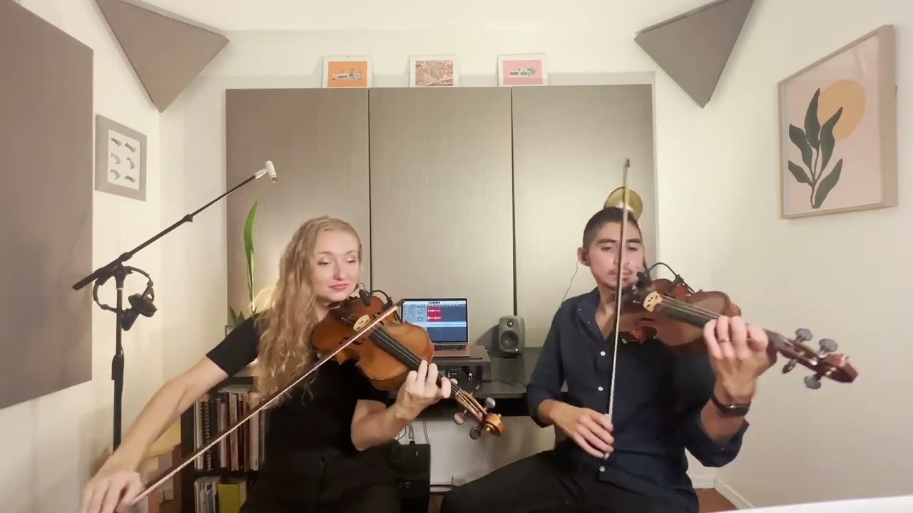 Downbeat Duo Performing Rain On Me On Violin And Viola