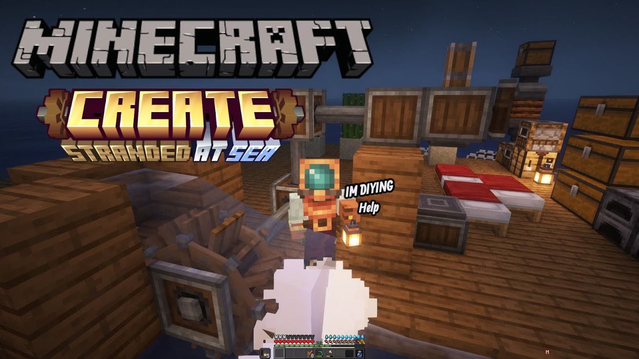 PUSING TOLONG | MINECRAFT CREATE STRANDED AT SEA - YouTube