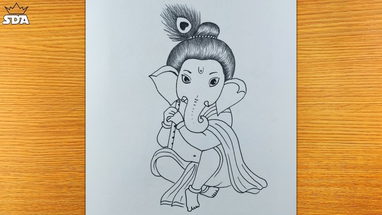 pencil drawing of baal ganesha / easy baal ganesh drawing / lord ...