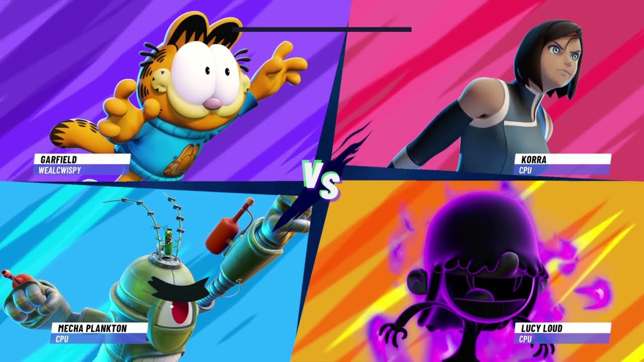 Garfield Vs Mecha Plankton Vs Lucy Loud Vs Korra|Nickelodeon All-Star Brawl 2