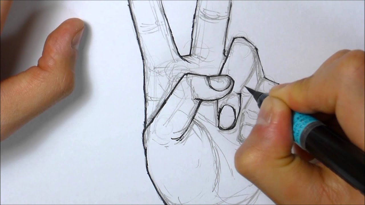 筆ペンで手を描いてみた Draw A Hand Fudepen Youtube