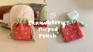 🍓 crochet strawberry airpod pouch | beginner-friendly tutorial