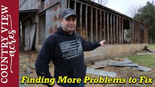 Working on the Bank Barn on Christmas day.  Adding Temporary Supports to the Roof and Ceiling.