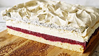 Fantastic Cake with Poppy Seed Meringue and Currant - #recipe