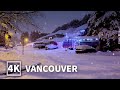 4ksnowy walk in east vancouver white christmas canada winter snow walk and snow footsteps sound