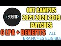 EPAM Hiring 2021 2020 2019 Batches 6 LPA All Branches Eligible Off campus