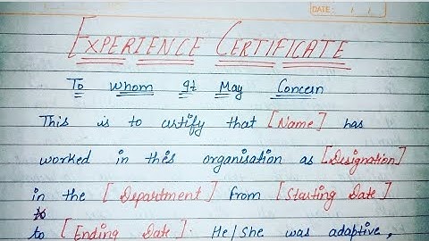 How to write an Experience Certificate | Write An Experience Certificate Format In English