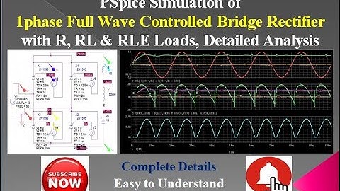PSpice Simulation of Single Phase Fullwave Controlled Bridge Rectifier with R, RL & RLE Loads