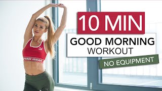 10 MIN GOOD MORNING WORKOUT - Stretch & Train // No Equipment | Pamela Reif image