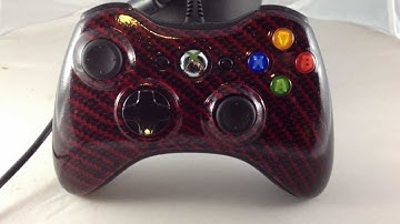 Custom Painted Red Carbon Fiber Hydro-Dip Wired Xbox 360 Controller Red LEDs